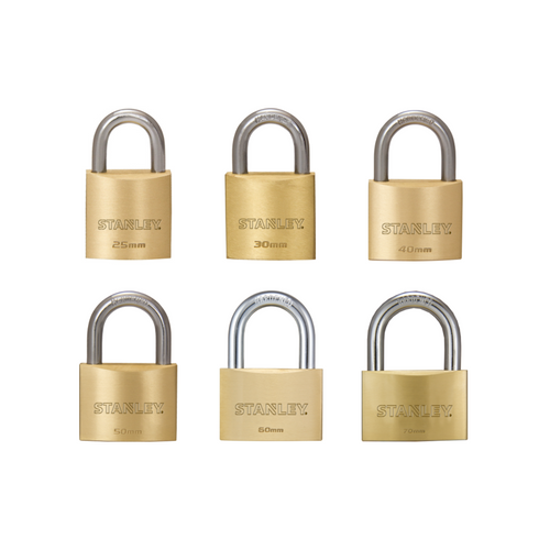 Stanley Brass Standard Shackle Padlock (Assorted Sizes) - Selffix Singapore
